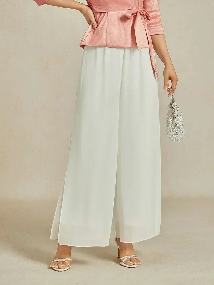 Marilivra - Straight Leg Trousers with Slit in Chiffon