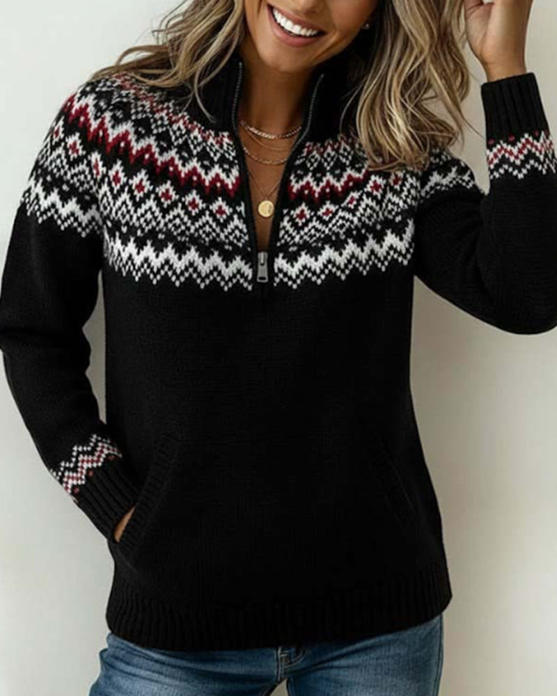 Brisavelle - Pull Vintage Avec Col Zippé