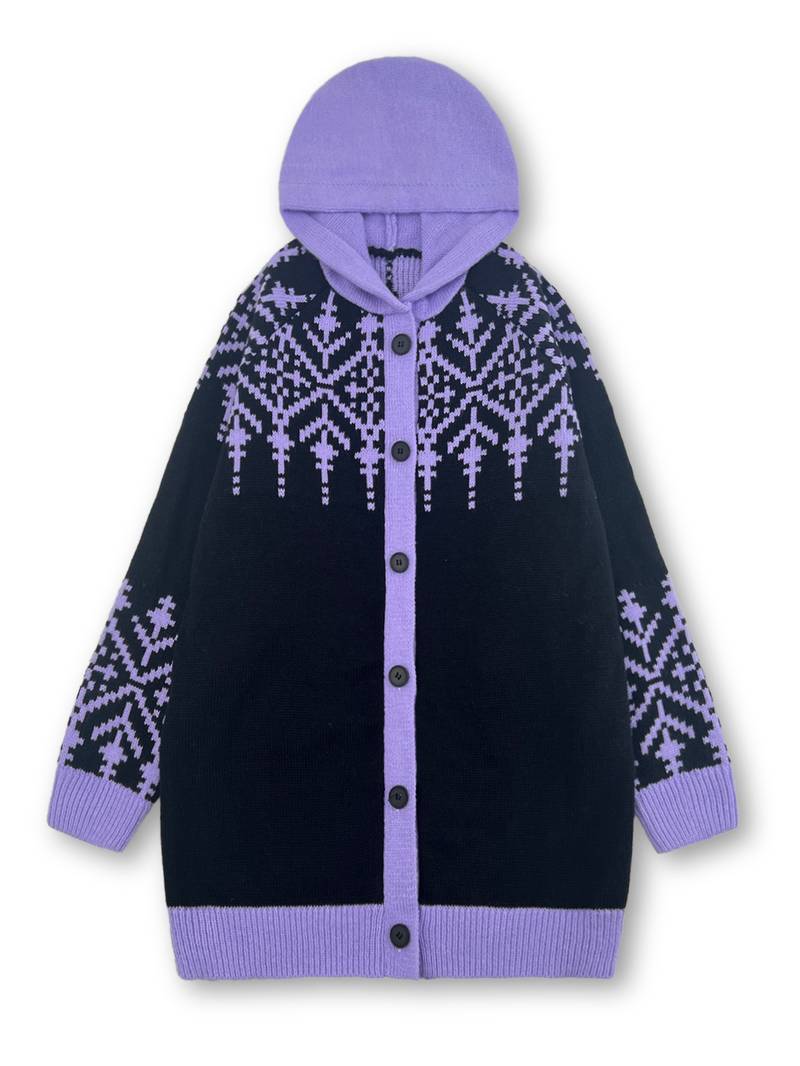 Isaralisse - Oversized Winter Patterned Fabric Coat 