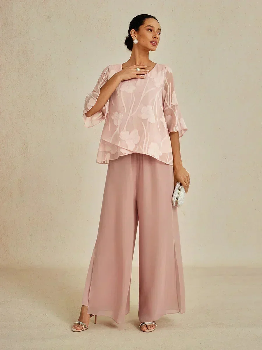 Marilivra - Straight Leg Trousers with Slit in Chiffon