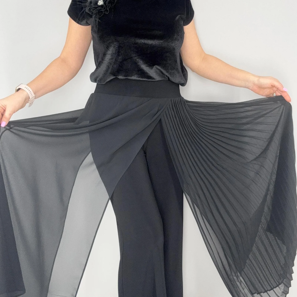 Helissavine - Pantalon Type Culotte Avec Couches Transparentes Et Plis