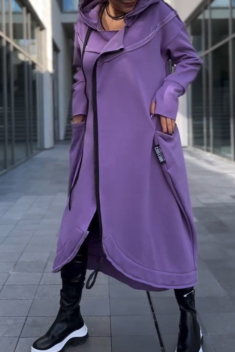 Sylvaya- Robe pull à capuche pour femme avec manches longues