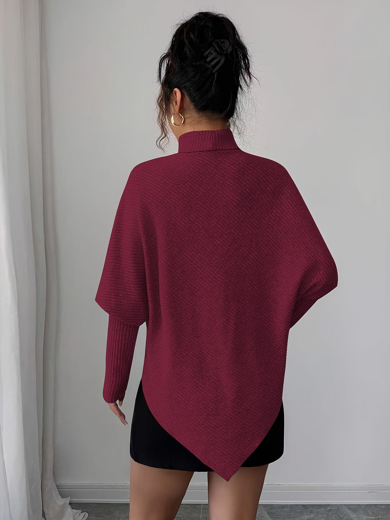 Ilyssa - Asymmetrical High Neck Sweater, Modern Elegance 