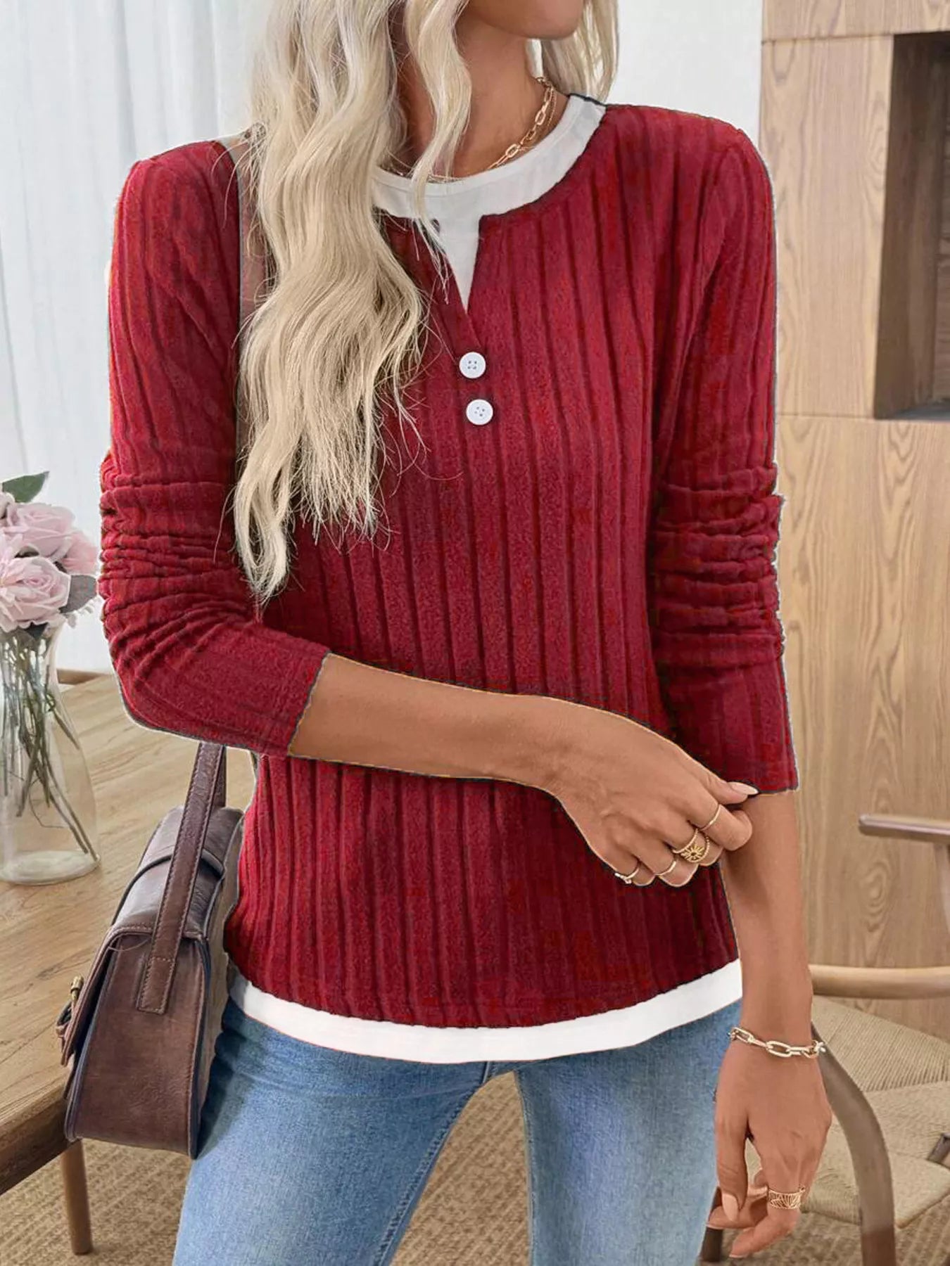 Kalivianne - Long Sleeve Ribbed Winter T-Shirt
