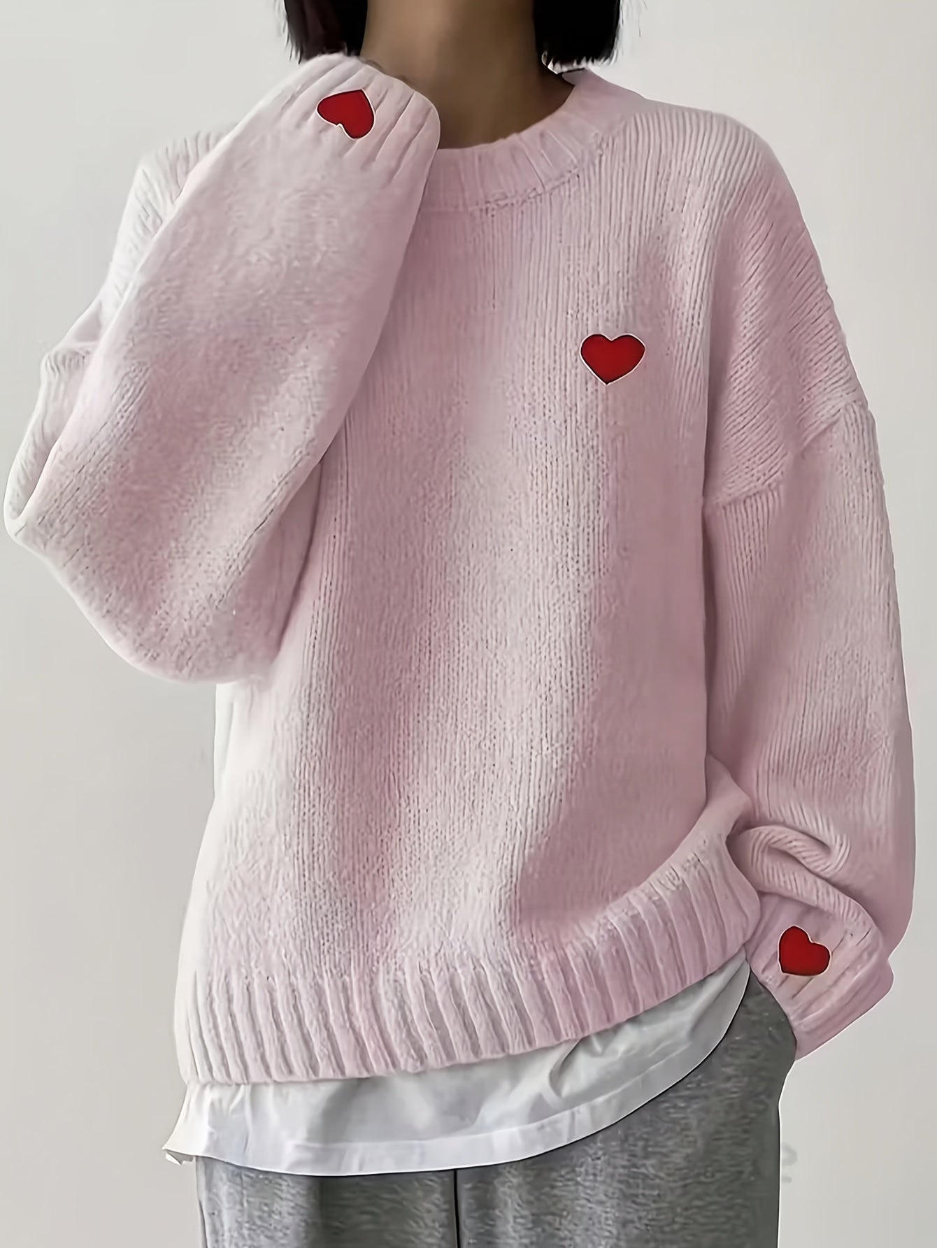 Lunetta - Casual Knit Heart Sweater 