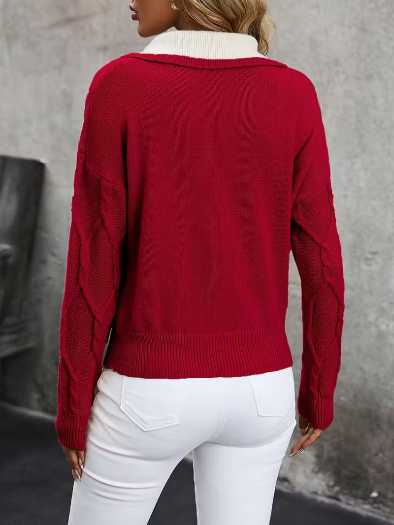 Ferina - Knitted turtleneck sweater with textured pattern and elegant finish 