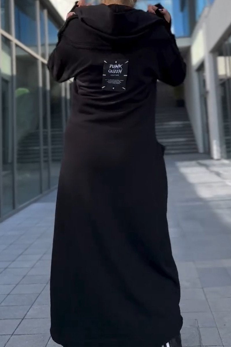 Sylvaya- Robe pull à capuche pour femme avec manches longues