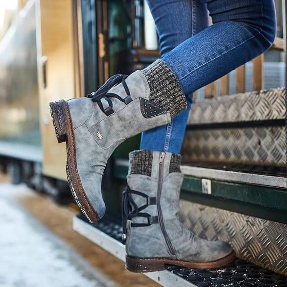 Ovelina - Women's Warm Lace-Up Ankle Boots for Winter 