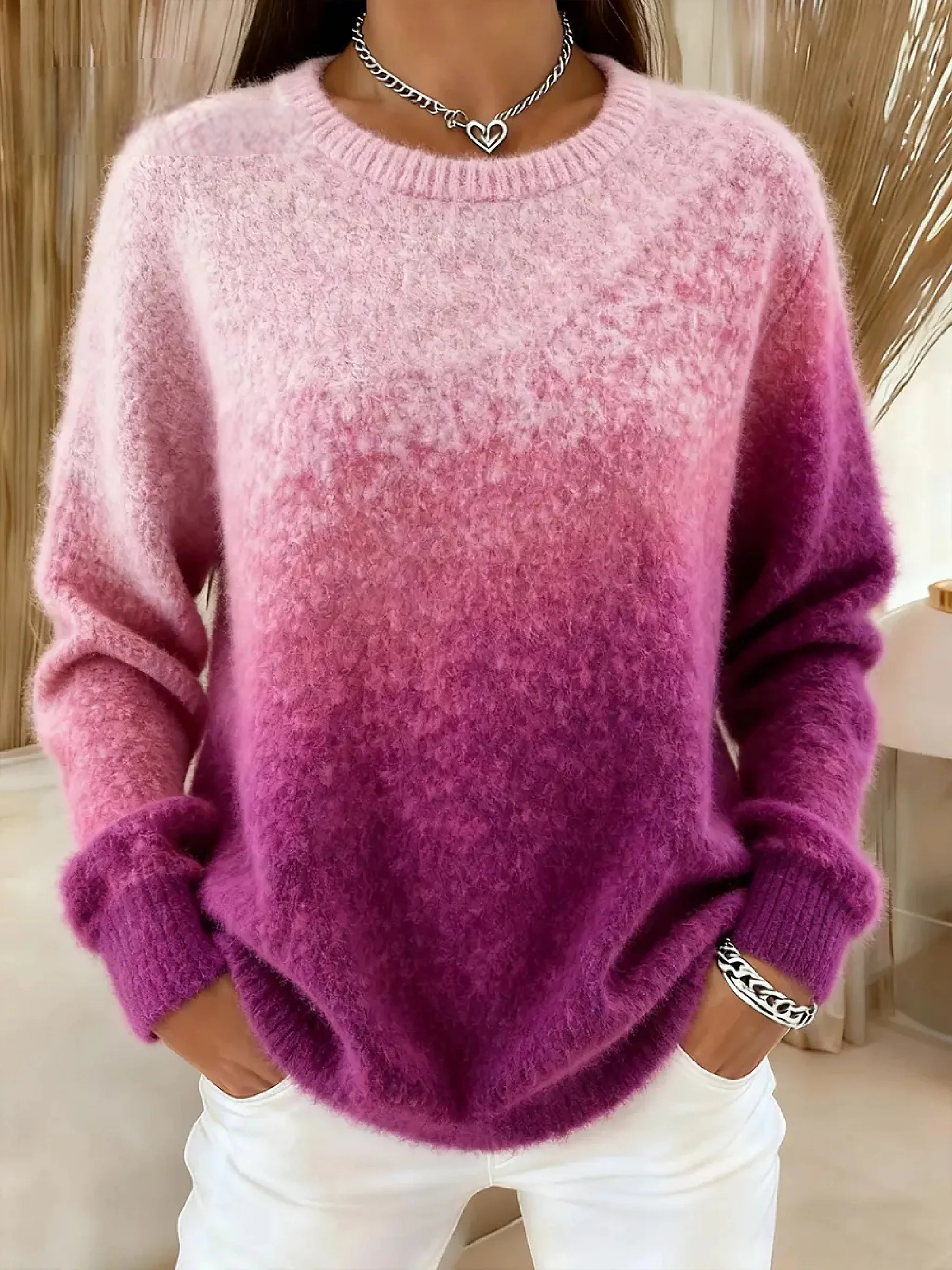 Evelivra – Soft Knit Ombre Sweater, Casual Elegance