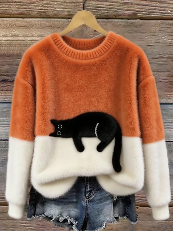 Lunivienne - Soft Cat Pattern Sweater