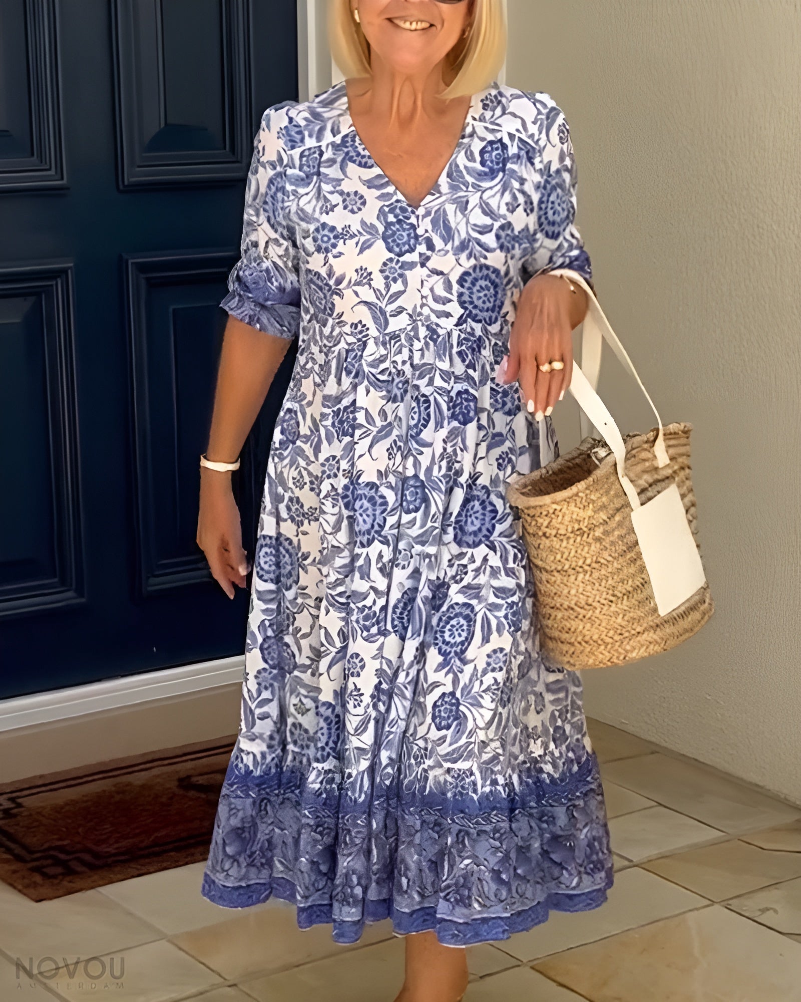 Aude™ - Robe élégante à fleurs avec décolleté en V