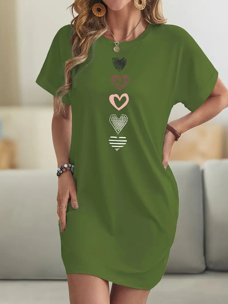 Milia - Robe Décontractée Cœurs Graphiques – Élégance Cool & Confort Absolu