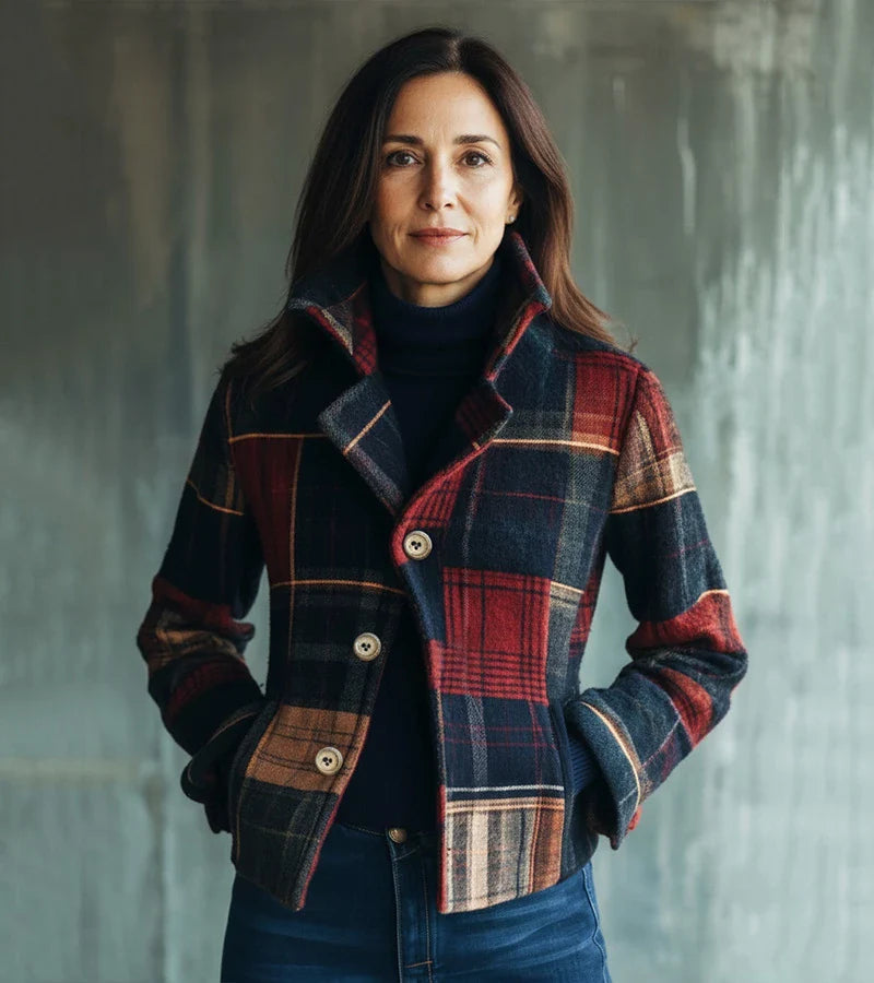 Dorinavessa - Veste Vintage À Carreaux Chaude, Style Intemporel
