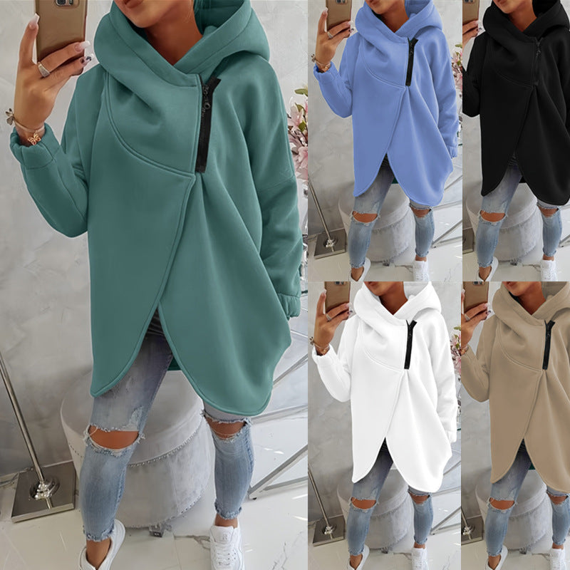 Quenlisse - Women's Zip-Up Hoodie with Front Pockets 