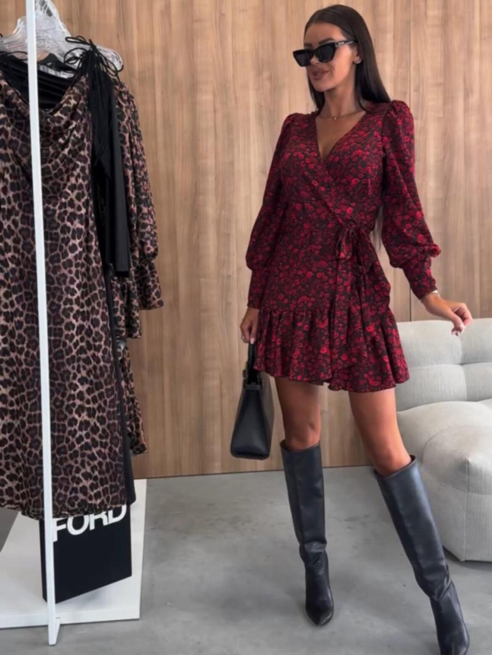 Seloria - Elegant Floral Wrap Mini Dress