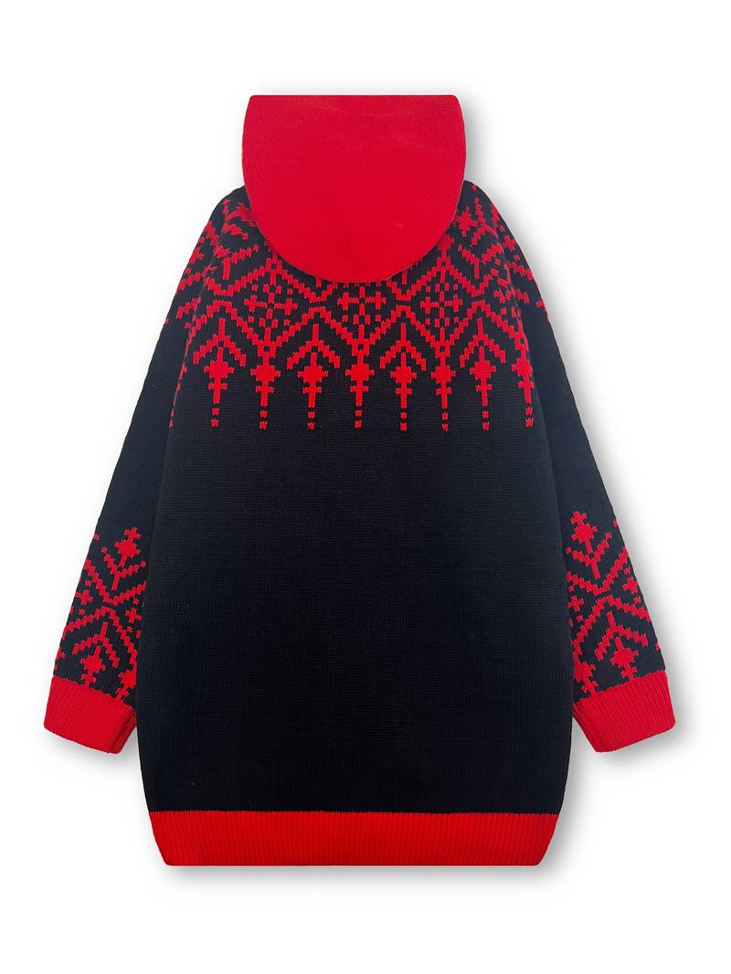 Isaralisse - Oversized Winter Patterned Fabric Coat 