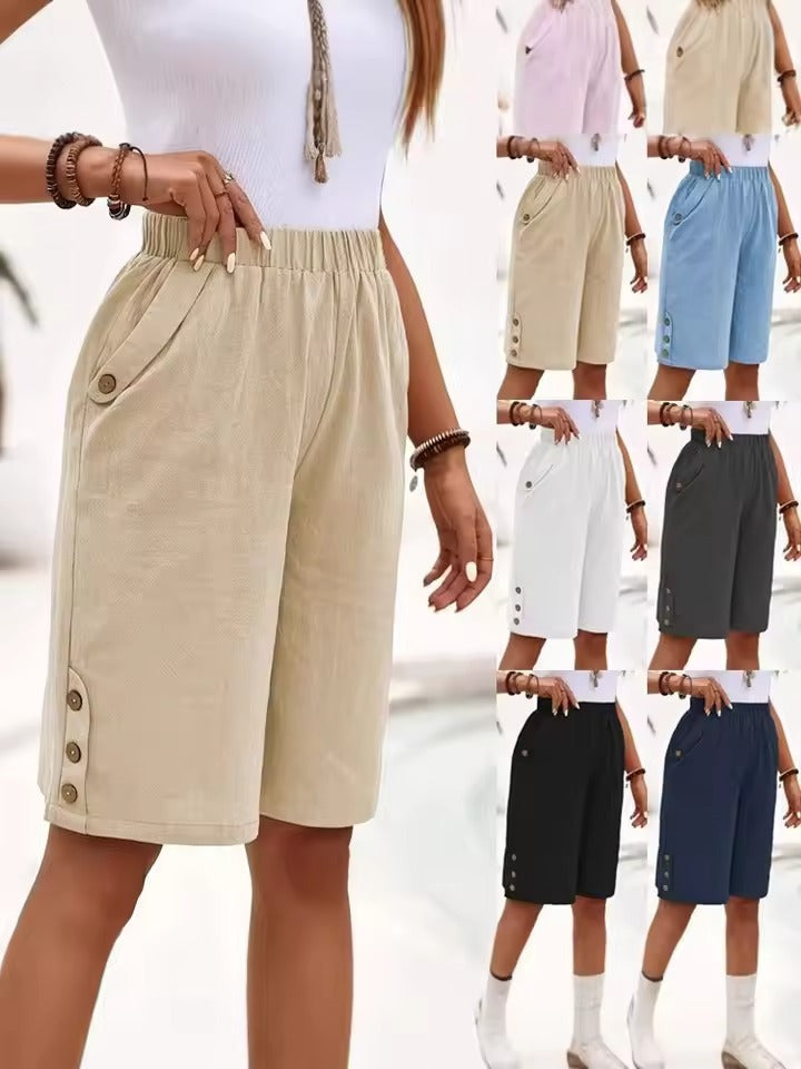Celestria™ - Women's Linen and Cotton Cropped Pants