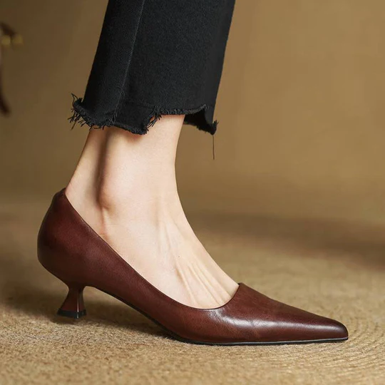 Lunessae - Genuine Leather Pumps with Elegant Heel 