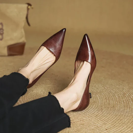 Lunessae - Genuine Leather Pumps with Elegant Heel 