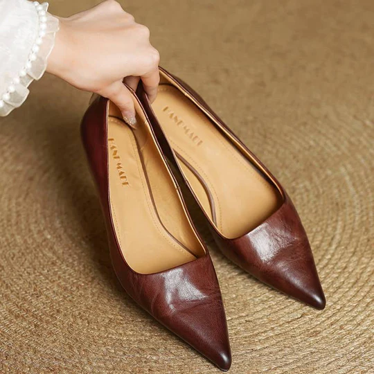 Lunessae - Genuine Leather Pumps with Elegant Heel 