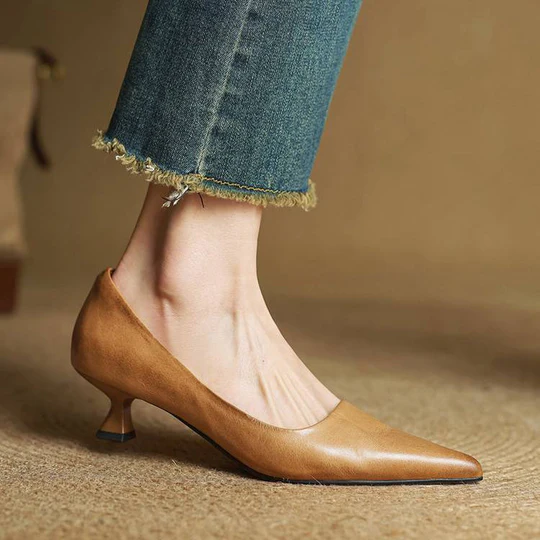Lunessae - Genuine Leather Pumps with Elegant Heel 