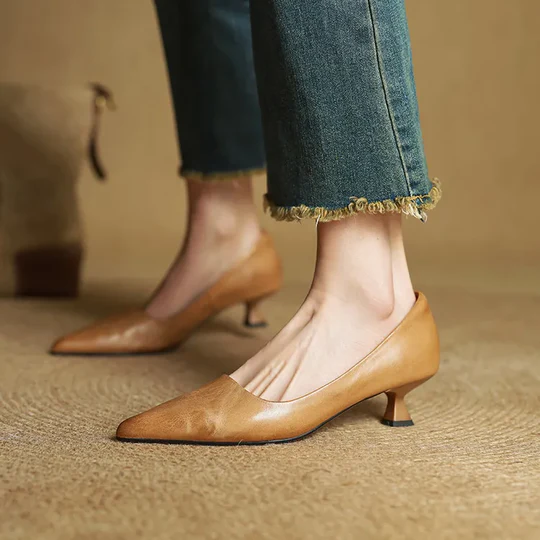 Lunessae - Genuine Leather Pumps with Elegant Heel 