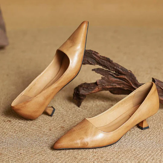 Lunessae - Genuine Leather Pumps with Elegant Heel 