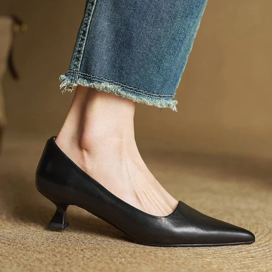 Lunessae - Genuine Leather Pumps with Elegant Heel 