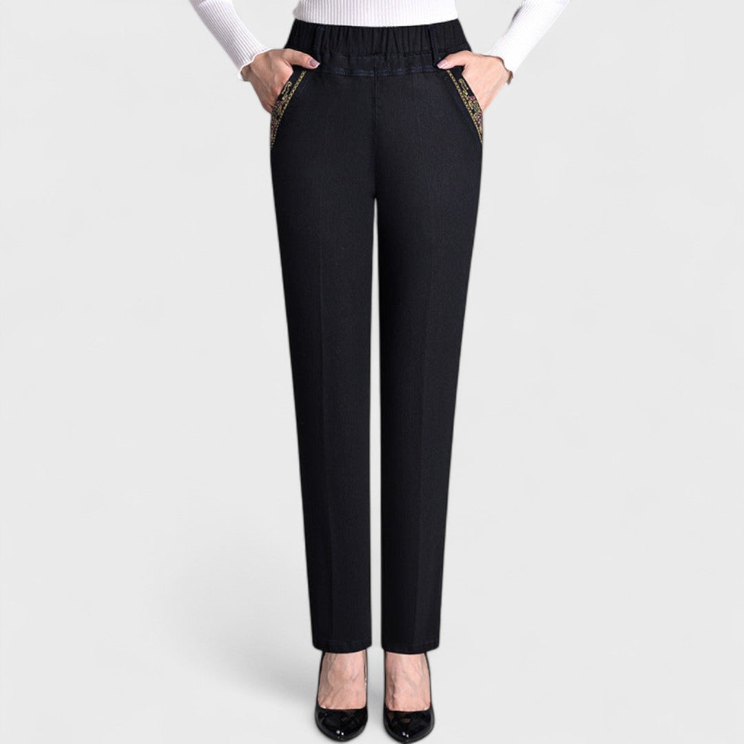 Griselia™ - Jean femme à taille élastique et poches latérales