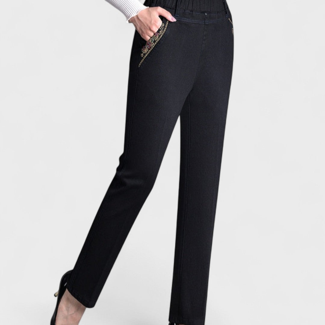 Griselia™ - Jean femme à taille élastique et poches latérales