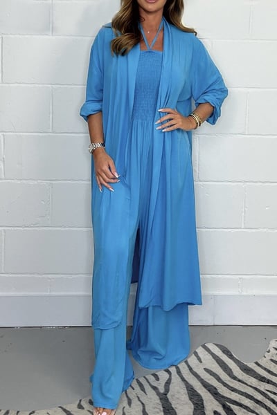 Benoîte™ - Ensemble 2 pièces à dos nu avec lacets et pantalon large pour femmes