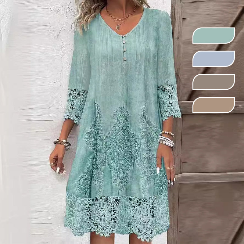 Maia™ - Robe élégante en dentelle à demi-manches et décolleté en V pour femmes