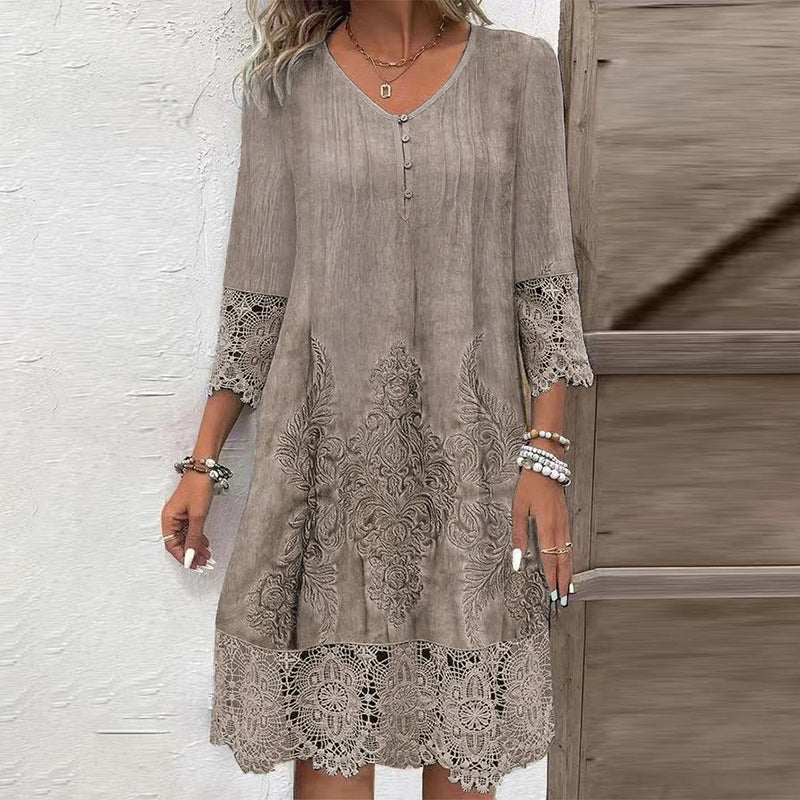 Maia™ - Robe élégante en dentelle à demi-manches et décolleté en V pour femmes