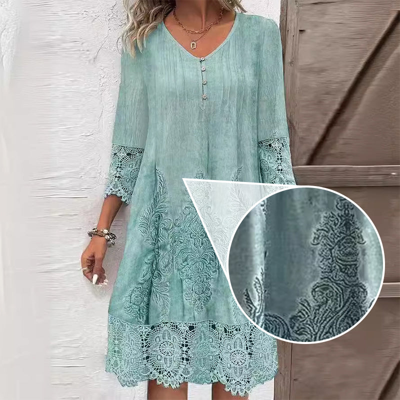 Maia™ - Robe élégante en dentelle à demi-manches et décolleté en V pour femmes
