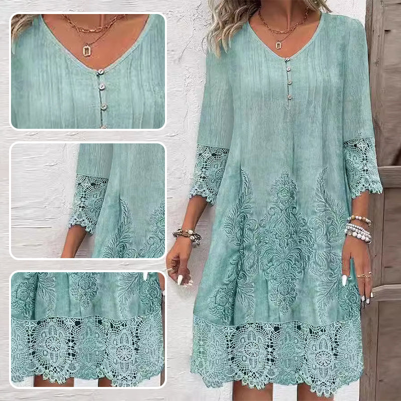 Maia™ - Robe élégante en dentelle à demi-manches et décolleté en V pour femmes