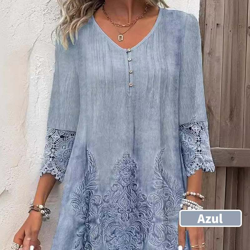 Maia™ - Robe élégante en dentelle à demi-manches et décolleté en V pour femmes