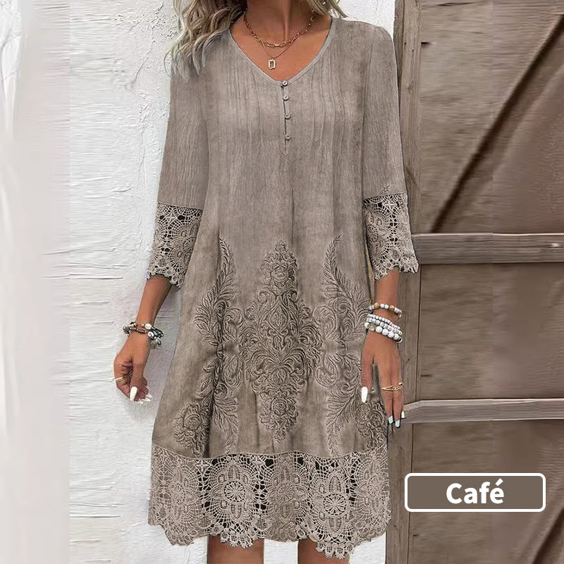 Maia™ - Robe élégante en dentelle à demi-manches et décolleté en V pour femmes