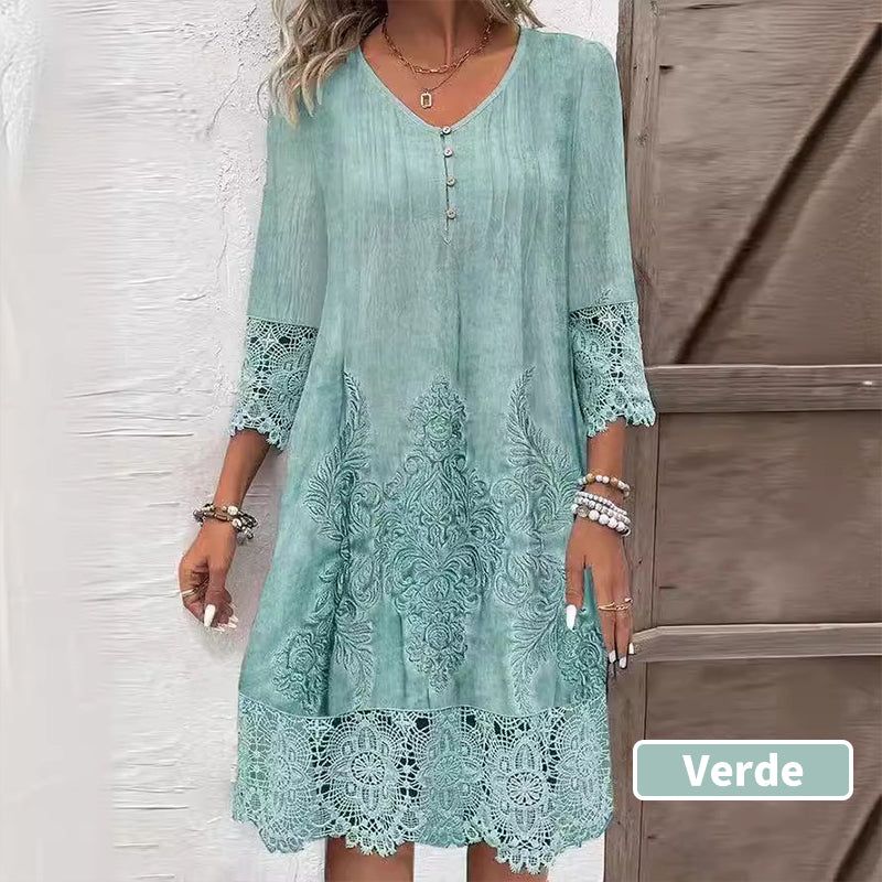 Maia™ - Robe élégante en dentelle à demi-manches et décolleté en V pour femmes