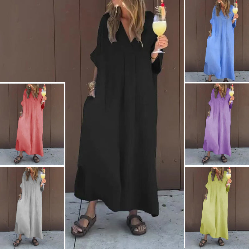 Alessia™ - Robe décontractée à col en V fluide pour femmes
