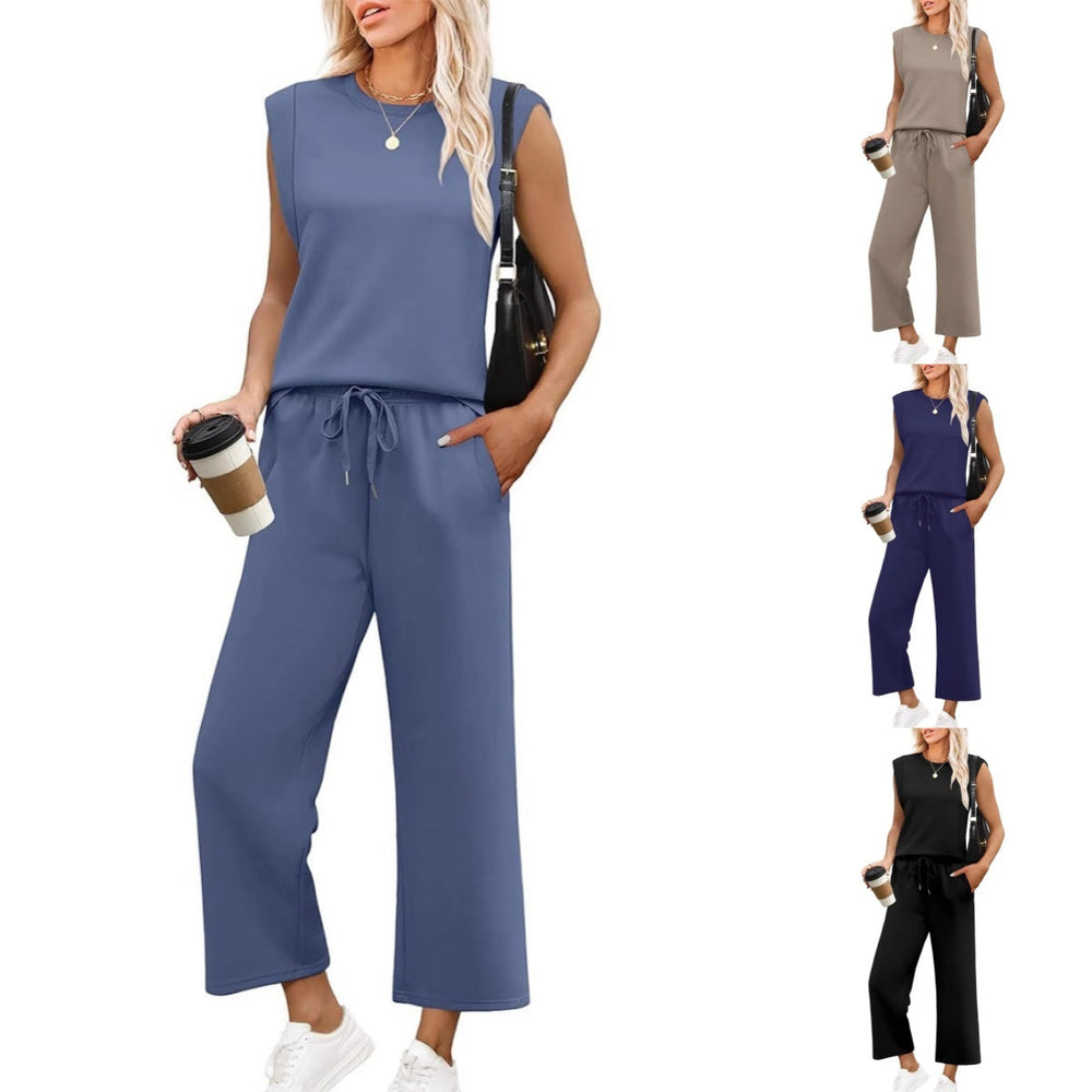 Combinaison Femme été Sans Manches - Salopette Pantalon Longue Légère - Couleur Unie, Avec Poches - Pour Extérieur, Vacances, Décontracté