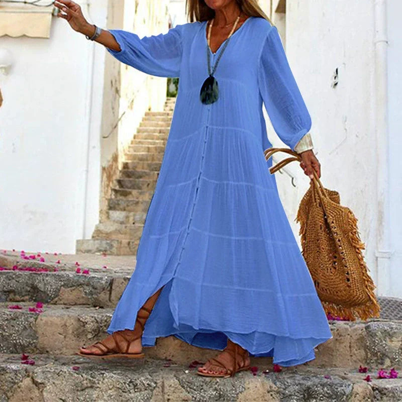 Lunariah - Women's V-Neck Maxi Dress
