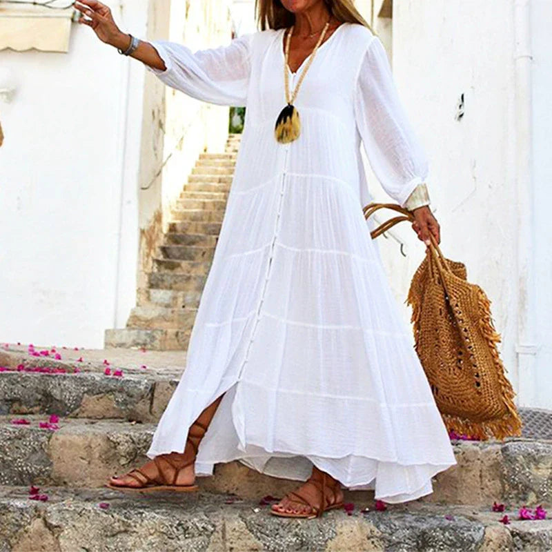 Lunariah - Women's V-Neck Maxi Dress