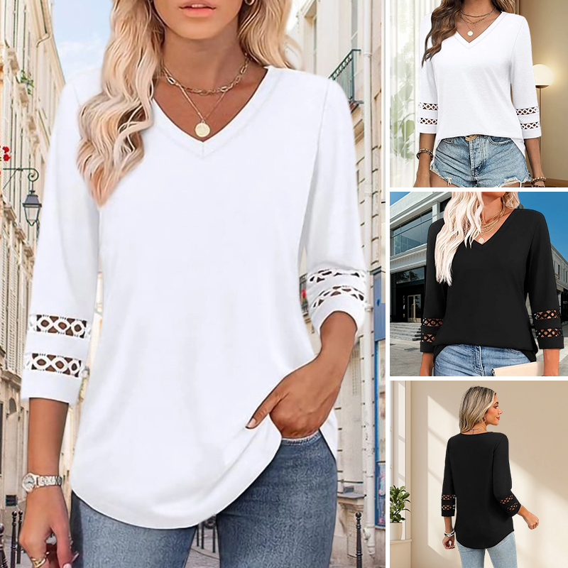 Heliona™ - Women's 3/4 Sleeve V-Neck Top 