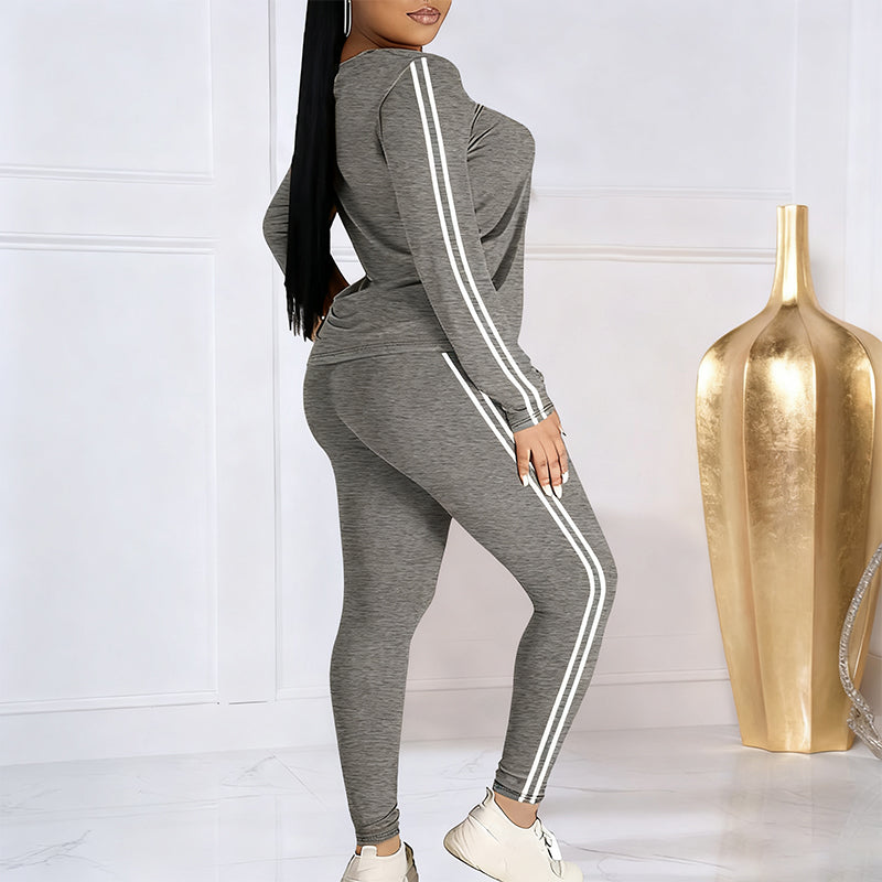 Isalivienne - Elegant Two-Piece Tracksuit Set with Side Stripes