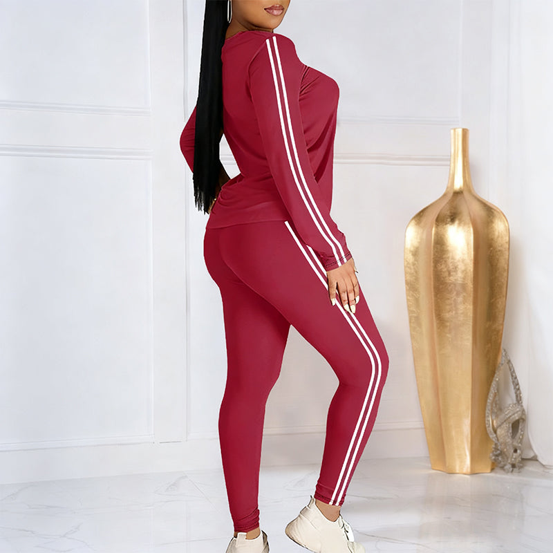 Isalivienne - Elegant Two-Piece Tracksuit Set with Side Stripes