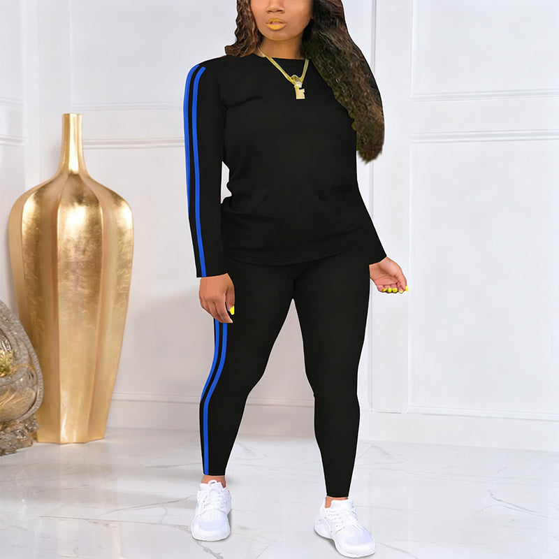 Isalivienne - Elegant Two-Piece Tracksuit Set with Side Stripes