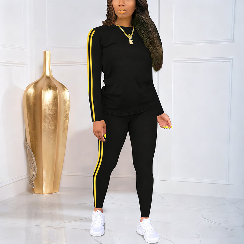 Isalivienne - Elegant Two-Piece Tracksuit Set with Side Stripes