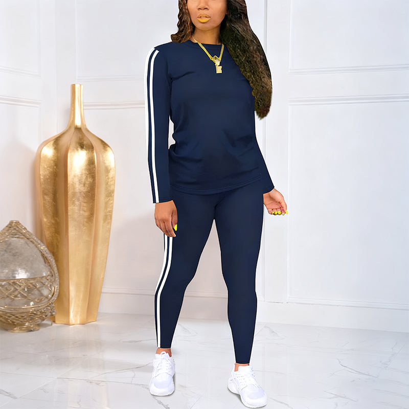 Isalivienne - Elegant Two-Piece Tracksuit Set with Side Stripes