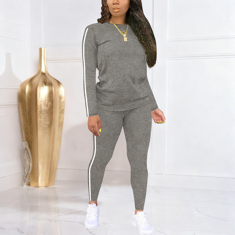 Isalivienne - Elegant Two-Piece Tracksuit Set with Side Stripes