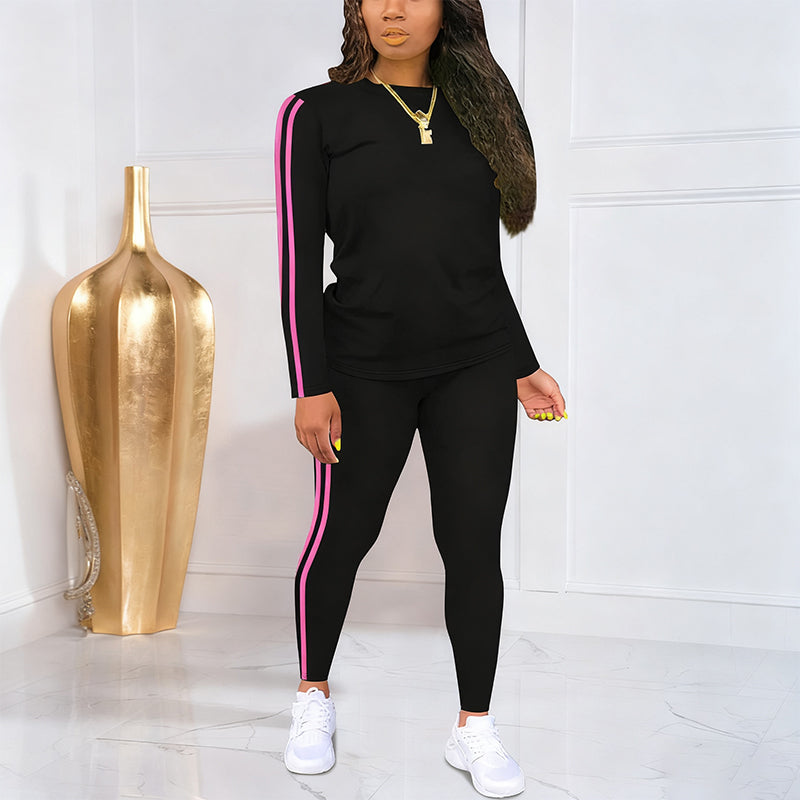 Isalivienne - Elegant Two-Piece Tracksuit Set with Side Stripes